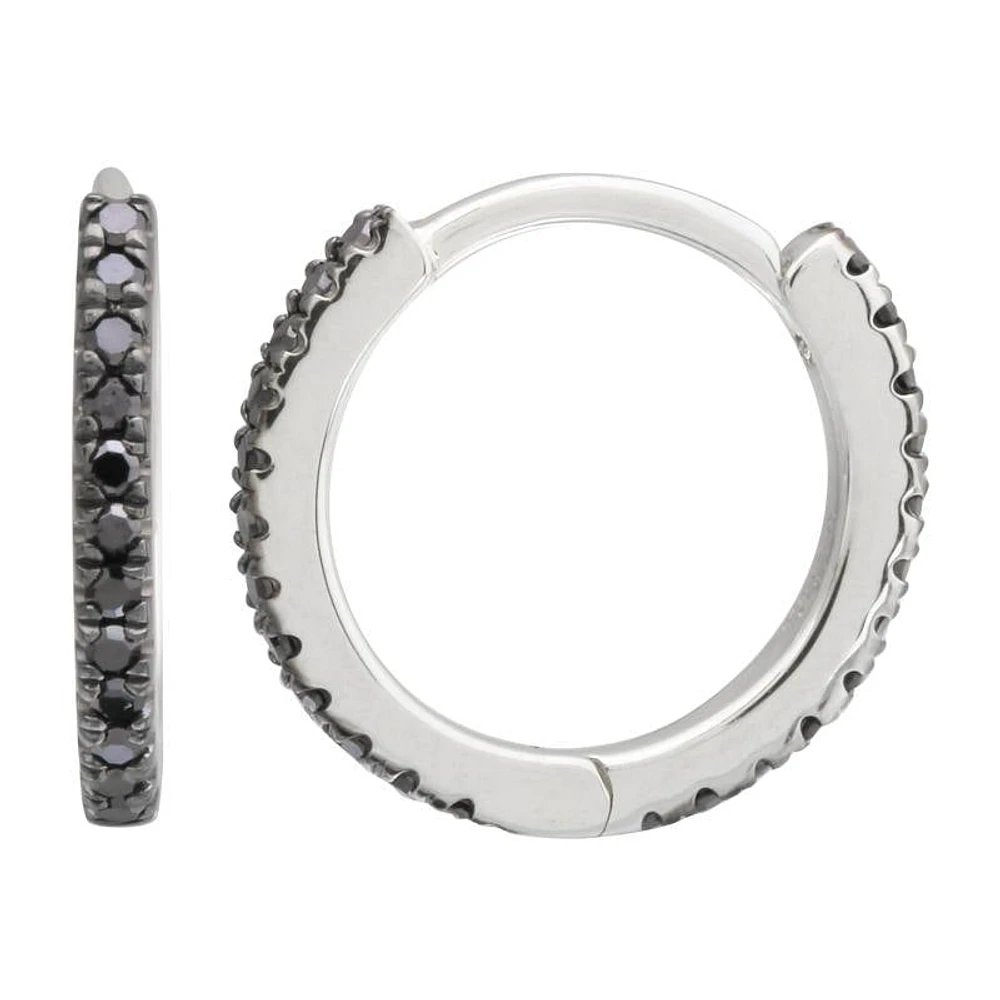 11MM Diamond White Gold Huggie Earrings