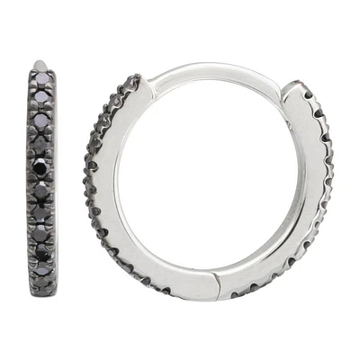 11MM Diamond White Gold Huggie Earrings
