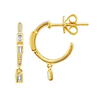 Baguette Brilliant Dangle 16.5MM Huggie Earrings