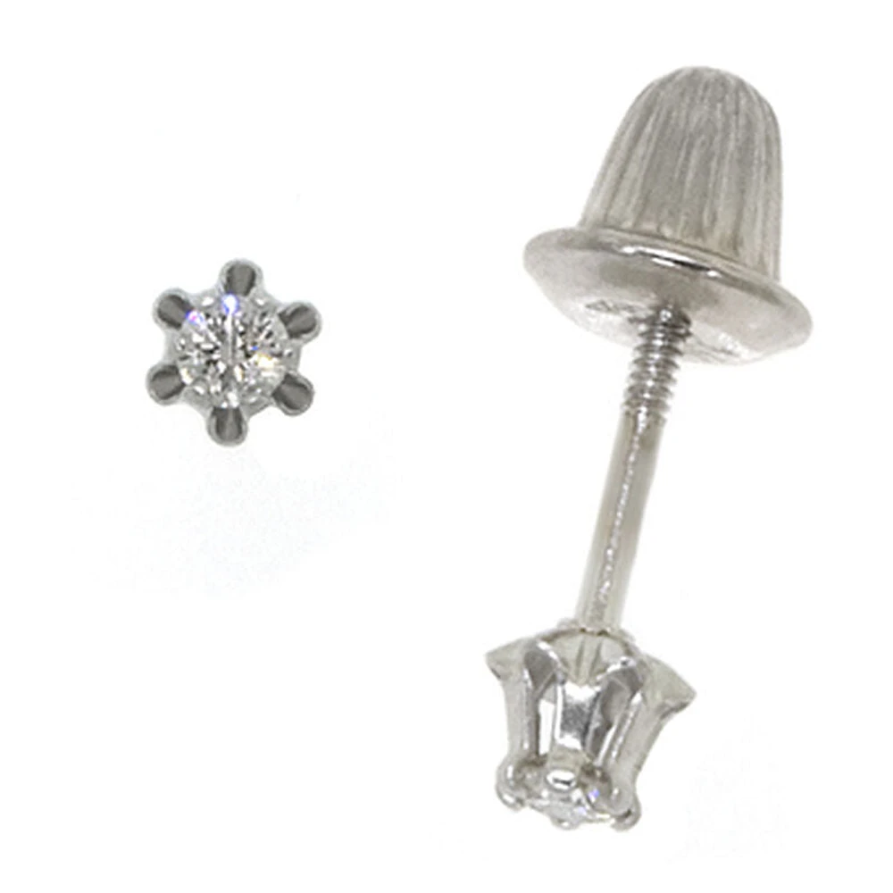.08ct Diamond Solitaire Kids Stud Earrings