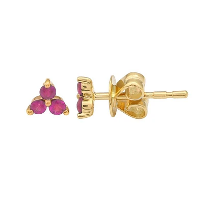 Red Ruby Trio Stud Earrings