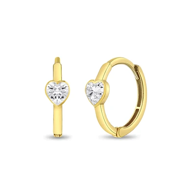 Clear Heart Kids Hoop Earrings