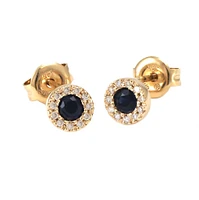 Sapphire and Diamond Yellow Gold Stud Earrings