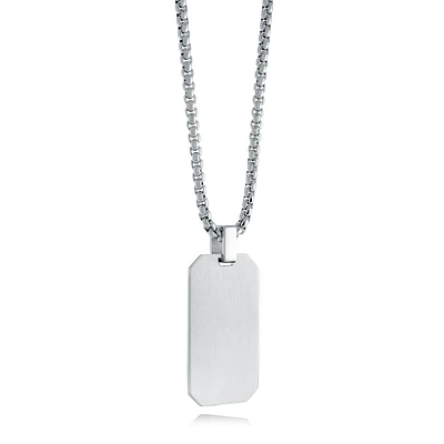 Beveled Edge Steel Dogtag Necklace