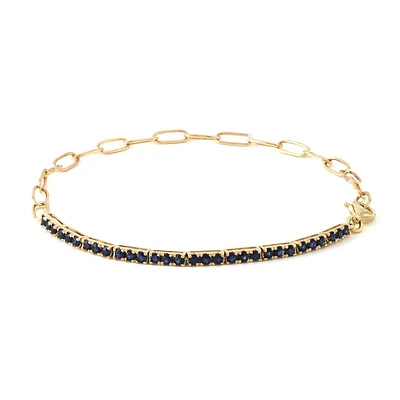 Half Paper Clip Precious Stones Bracelet