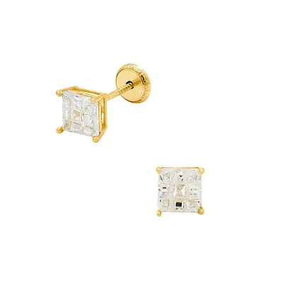 Princess Cut Pave 5MM Stud Earrings