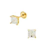 Princess Cut Pave 5MM Stud Earrings