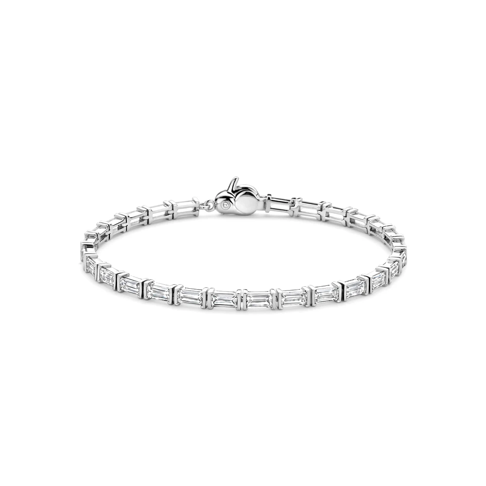 Emerald Cut Zirconia Silver Tennis Bracelet