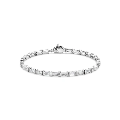 Emerald Cut Zirconia Silver Tennis Bracelet