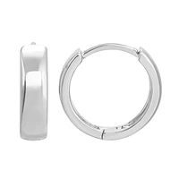 Flat White Gold 12MM Huggie Earrings