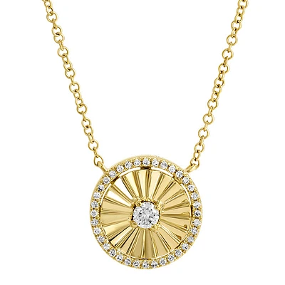 Fluted Circle Diamond Necklace