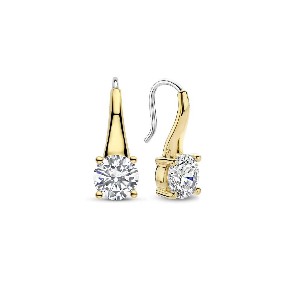 Brilliant Solitaire Golden Earrings