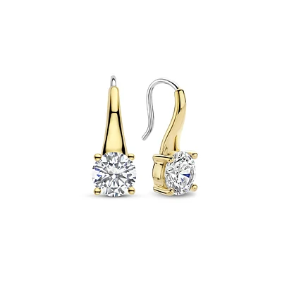 Brilliant Solitaire Golden Earrings