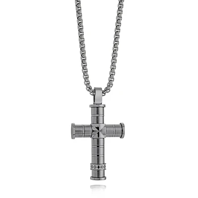 Black Steel Designer Cross Necklace