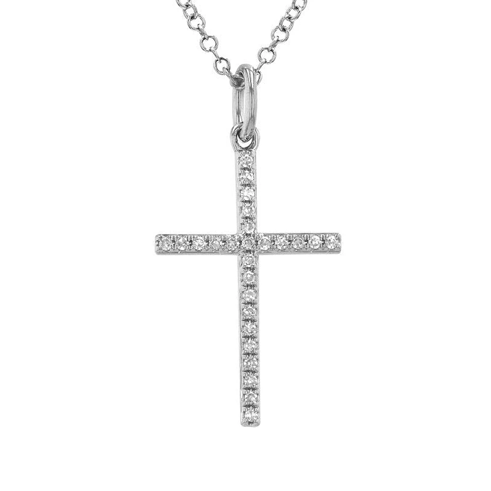 .07ct Diamond White Gold Cross Necklace