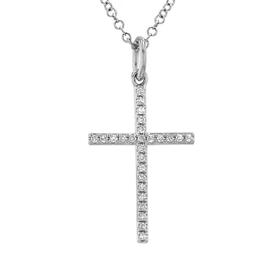 .07ct Diamond White Gold Cross Necklace