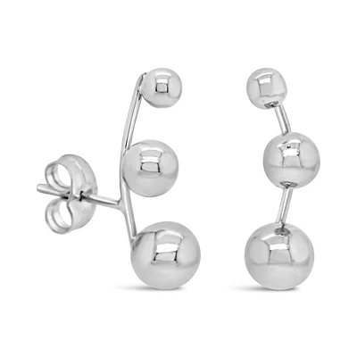 White Ball Ear Climber Earrings