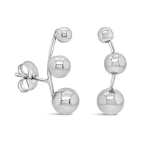 White Ball Ear Climber Earrings