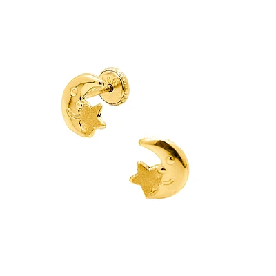Mini Moon and Star Stud Earrings