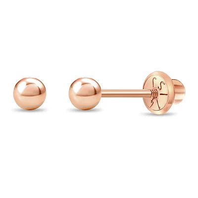 Rose Gold 3MM Kids Ball Earrings