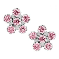 Pink Flower White Gold Kids Stud Earrings
