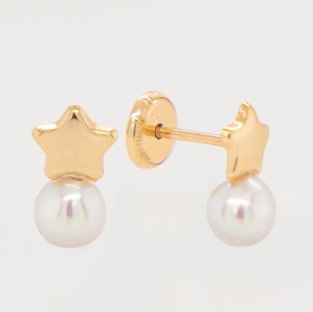 Pearl and Star Stud Earrings