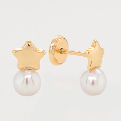 Pearl and Star Stud Earrings