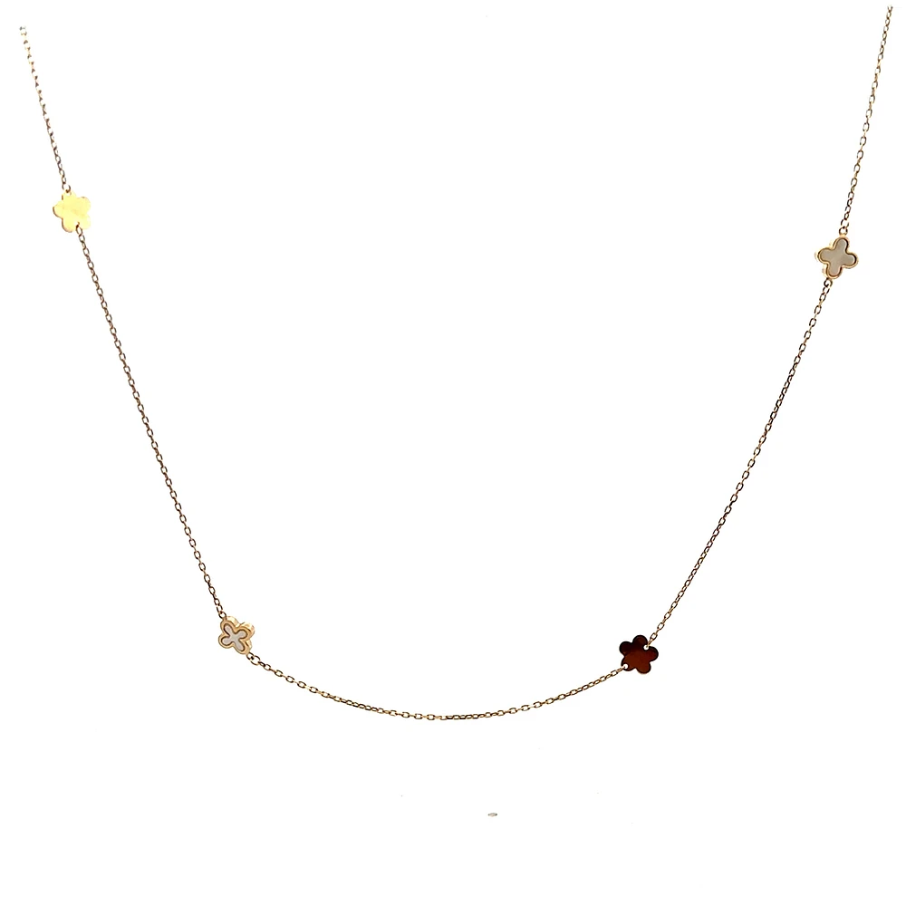 Flower Mother Pearl Necklace and Bracelet Jewelry Set
