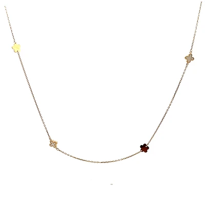 Flower Mother Pearl Necklace and Bracelet Jewelry Set