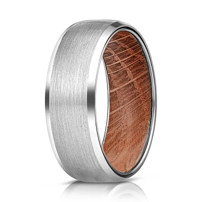 Tungsten Wood Inlay 8mm Ring