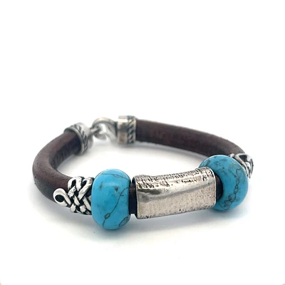 Turquoise Brown Leather Bracelet