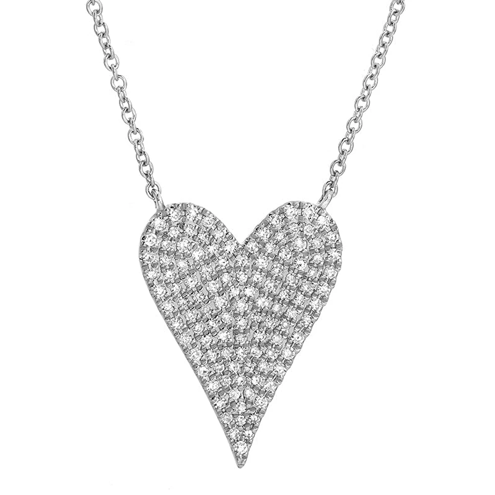 Elongated Heart White Gold .27CT Diamond Necklace