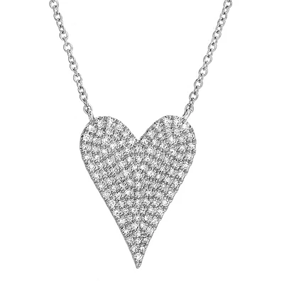 Elongated Heart White Gold .27CT Diamond Necklace