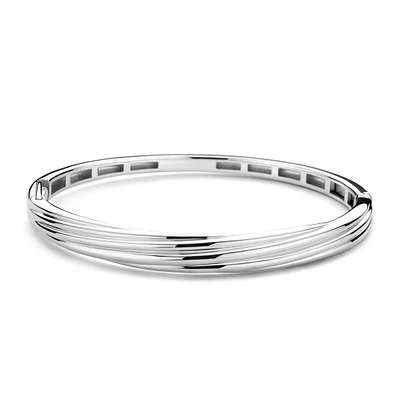 Wave Silver Bangle Bracelet