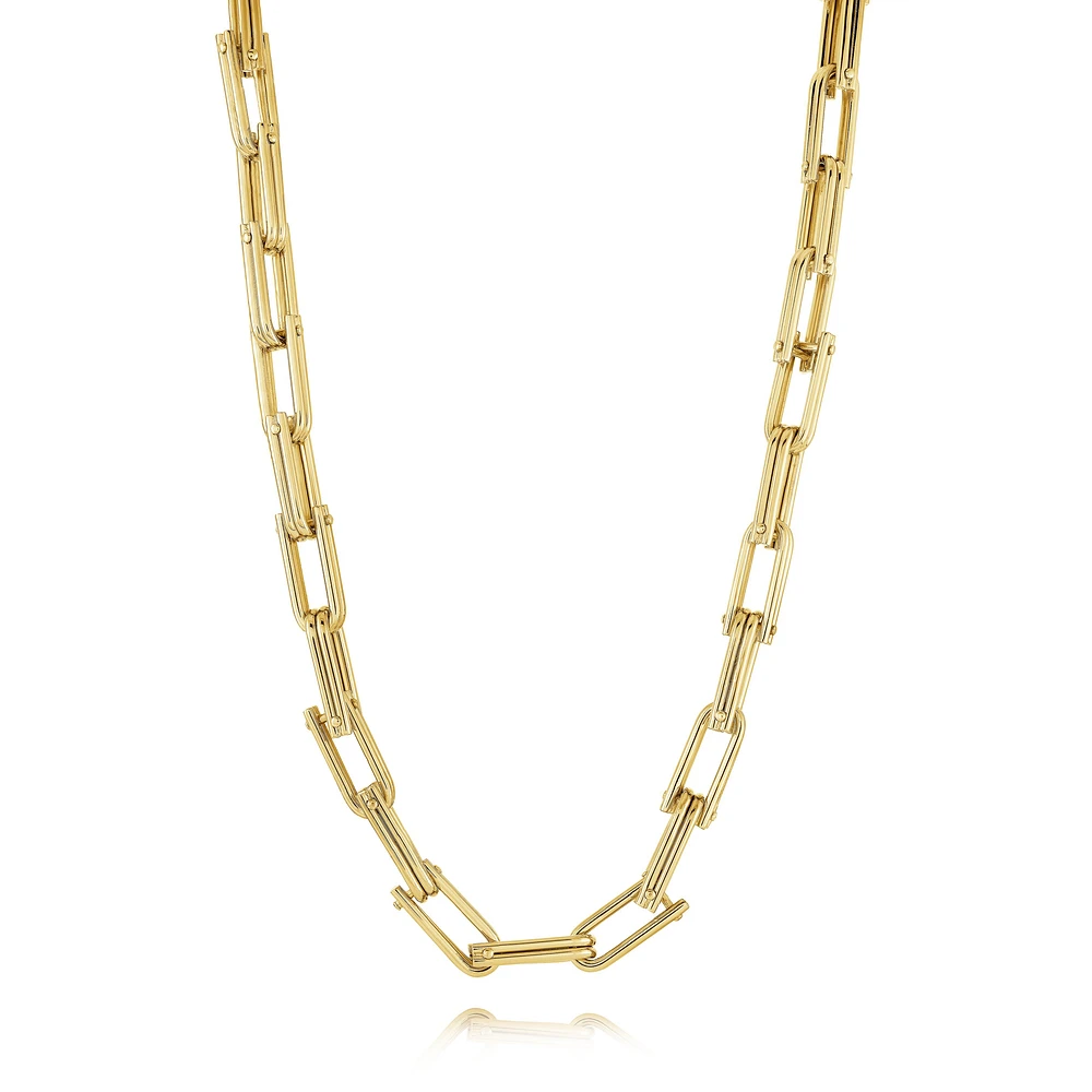 Double U Link Gold Steel Necklace