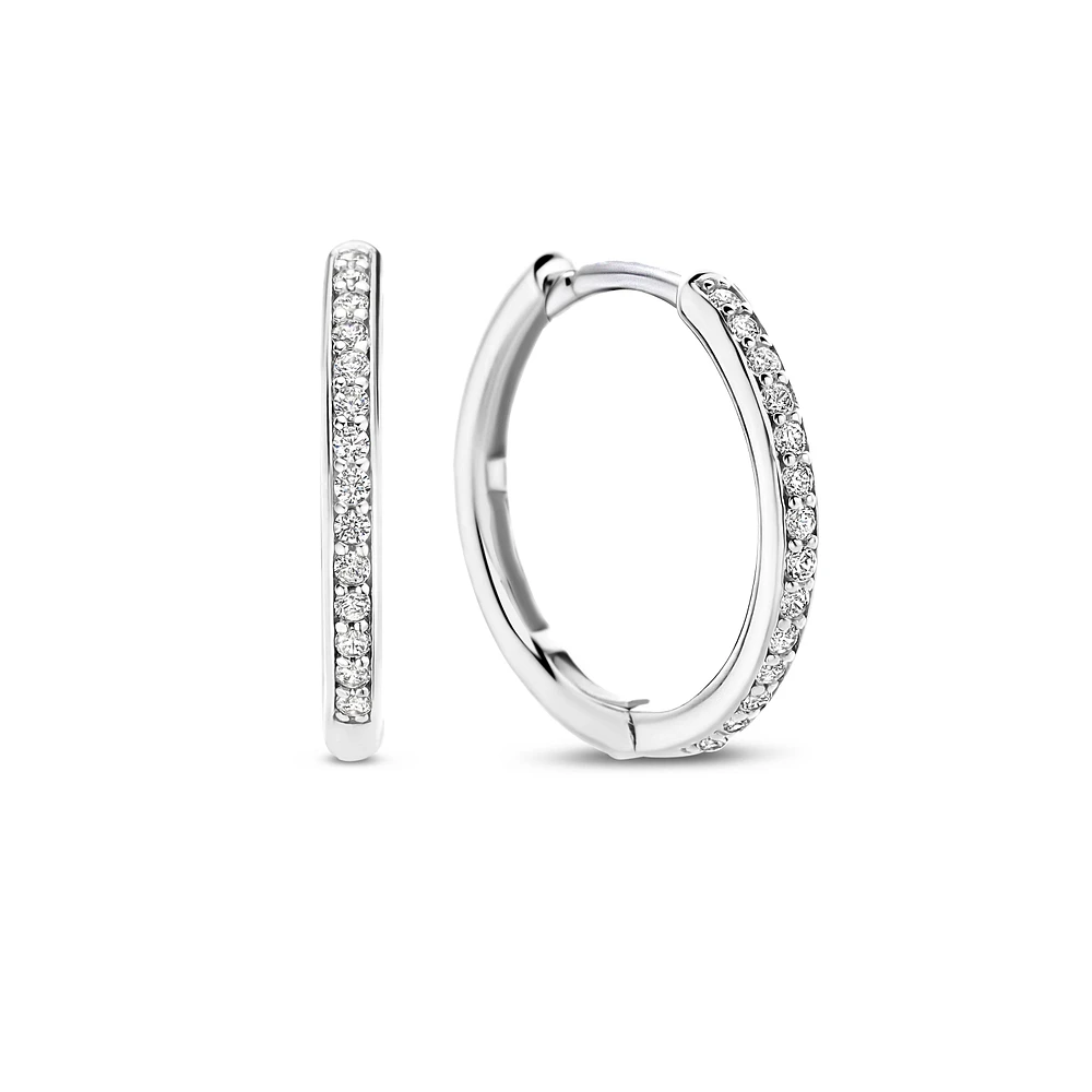 Basic 18MM Silver Sparkle Huggie Earrings