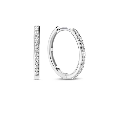 Basic 18MM Silver Sparkle Huggie Earrings