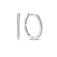 Basic 18MM Silver Sparkle Huggie Earrings