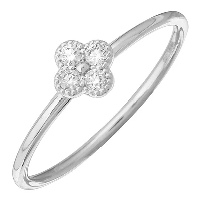 Clover Diamond Ring 14KW