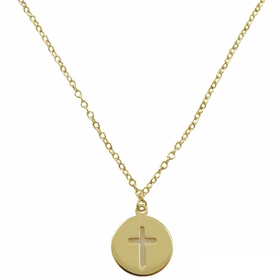 Cutout Cross Disk Necklace