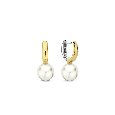 Graceful Pearl Two Tone Earrings