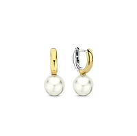 Graceful Pearl Two Tone Earrings