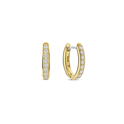 Oval Huggie Golden Pave Earrings