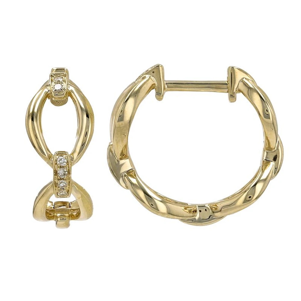 Link and Diamonds Huggie Earrings