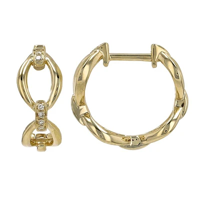 Link and Diamonds Huggie Earrings