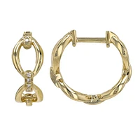 Link and Diamonds Huggie Earrings