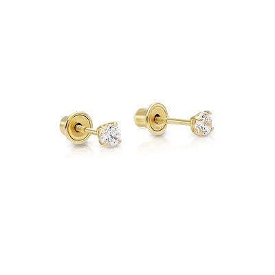 2MM Zirconia Gold Stud Earring