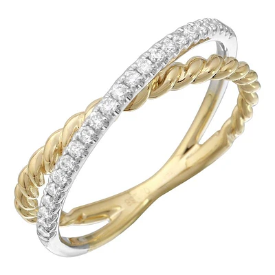 Mixed Crossover Diamonds Ring