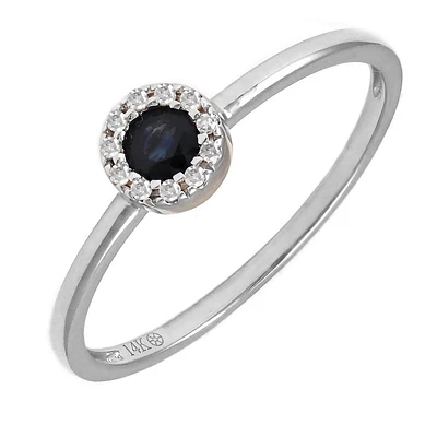 .12CT Blue Sapphire and Diamond Halo Ring