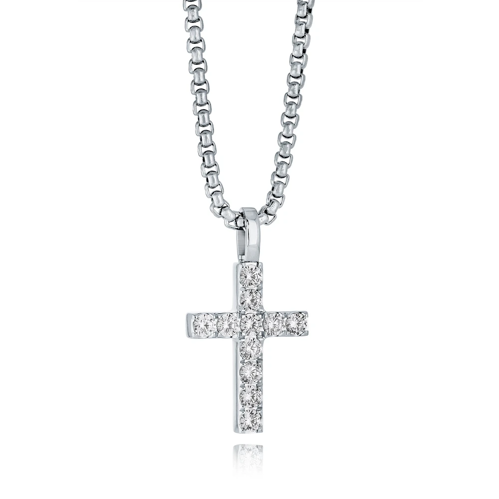 3MM White Zirconia Cross Necklace